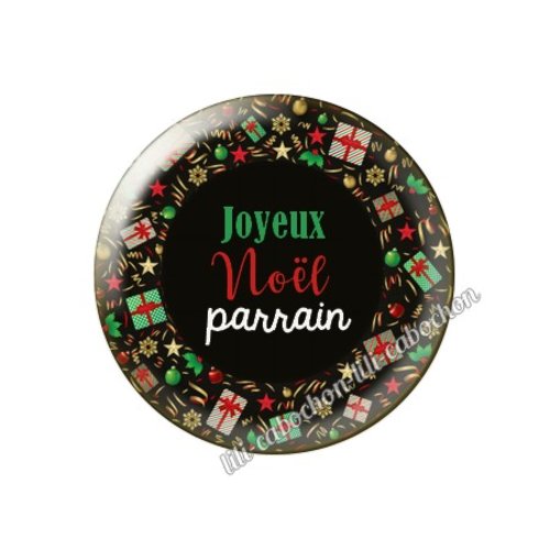Cabochon résine à coller 25 mm joyeux noël parrain no58
