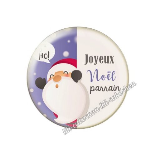 Cabochon résine à coller 25 mm joyeux noël parrain no56