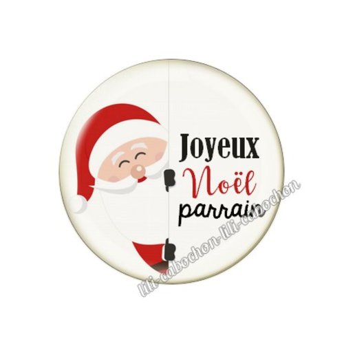 Cabochon résine à coller 25 mm joyeux noël parrain no59