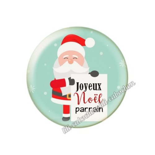 Cabochon résine à coller 25 mm joyeux noël parrain no61