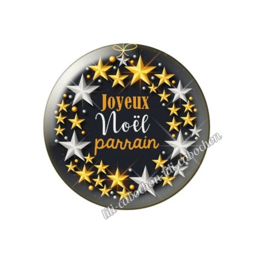 Cabochon résine à coller 25 mm joyeux noël parrain no63