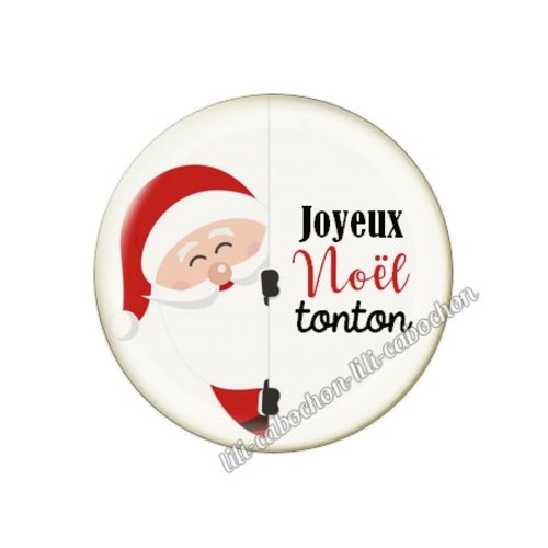 Cabochon résine à coller 25 mm joyeux noël tonton no70