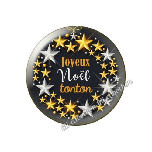 Cabochon résine à coller 25 mm joyeux noël tonton no80