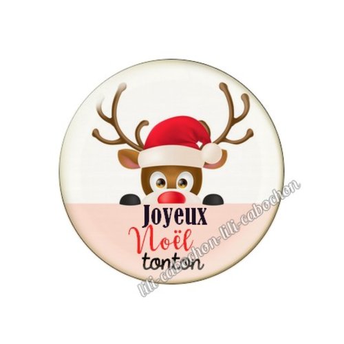 Cabochon résine à coller 25 mm joyeux noël tonton no82