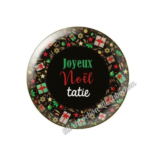 Cabochon résine à coller 25 mm joyeux noël tatie no86