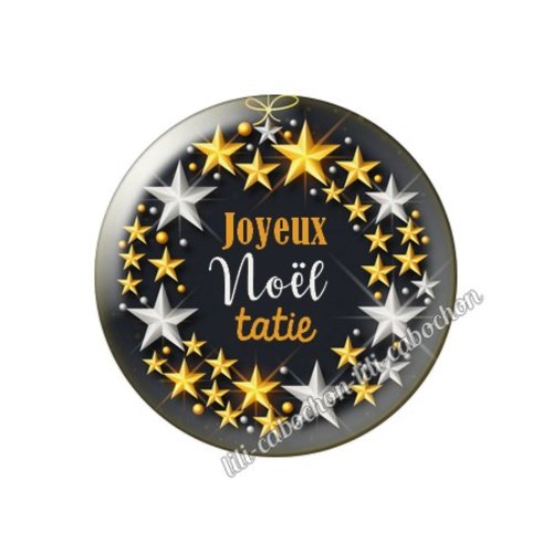 Cabochon résine à coller 25 mm joyeux noël tatie no90