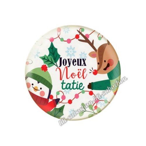 Cabochon résine à coller 25 mm joyeux noël tatie no92