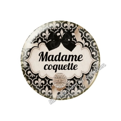 Cabochon résine à coller 25 mm madame coquette ma9