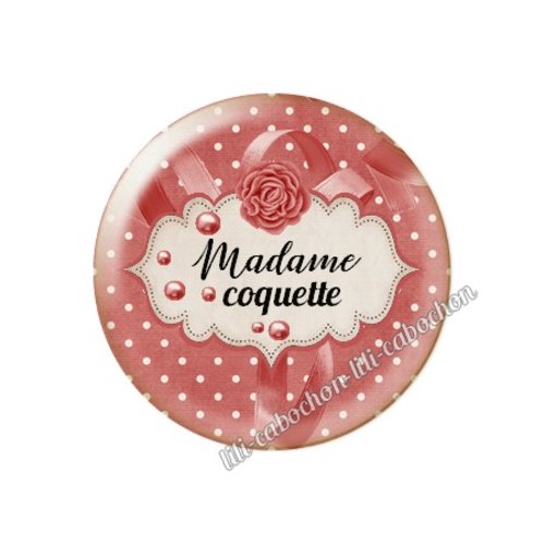 Cabochon résine à coller 25 mm madame coquette ma11
