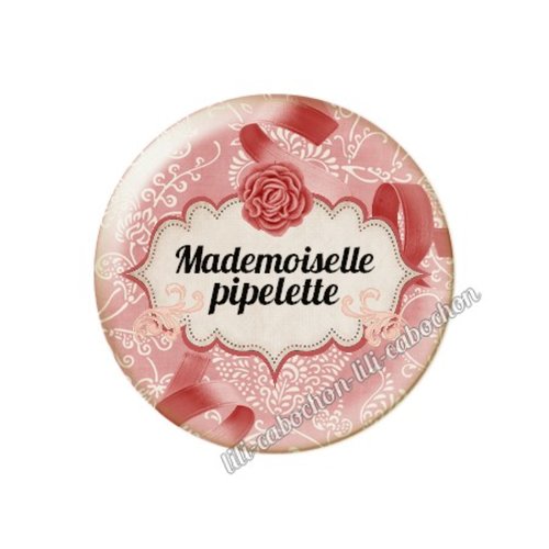 Cabochon résine à coller 25 mm mademoiselle pipelette ma16