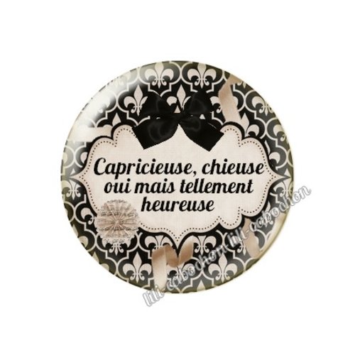 Cabochon résine à coller 25 mm capricieuse ma18