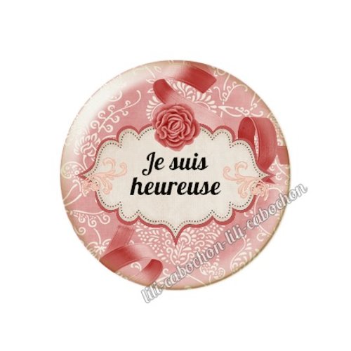 Cabochon résine à coller 25 mm heureuse ma19