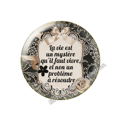 Cabochon résine à coller 25 mm citation ma20