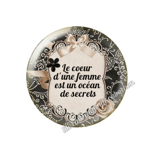 Cabochon résine à coller 25 mm citation ma22