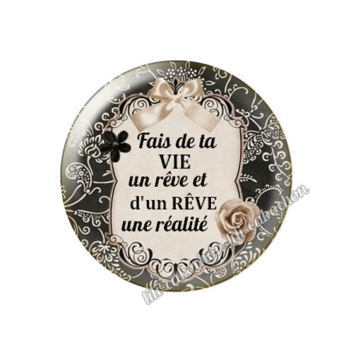 Cabochon résine à coller 25 mm citation ma23