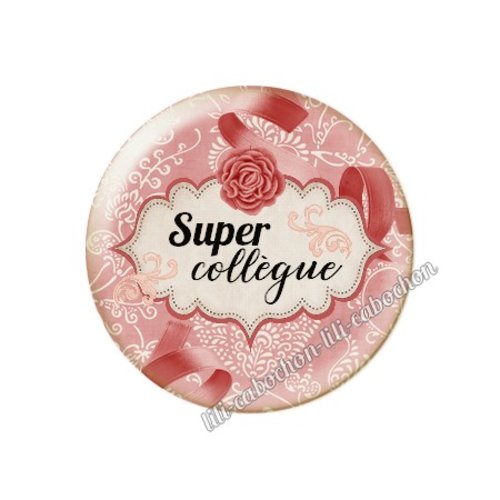 Cabochon résine à coller 25 mm collègue ma54