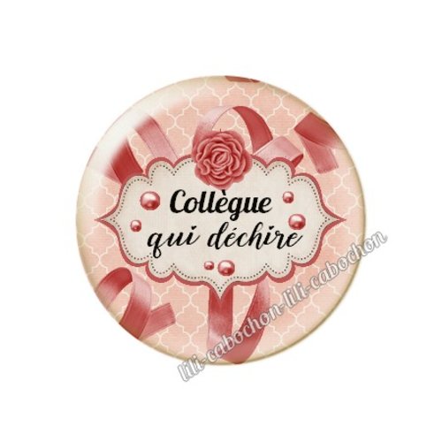 Cabochon résine à coller 25 mm collègue ma55