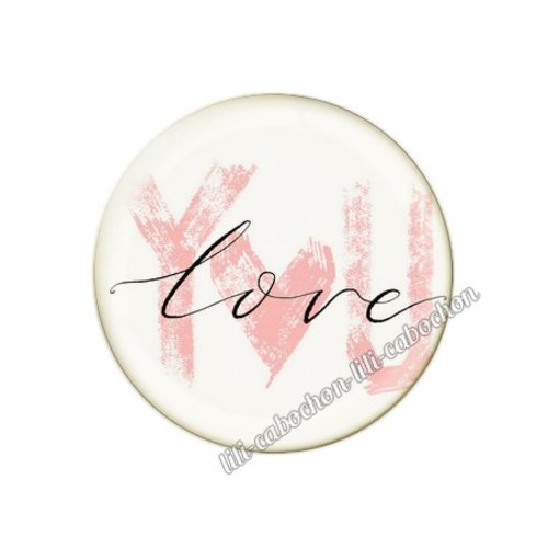 Cabochon résine a coller 25 mm amour couple saint valentin coeur  je t'aime 26