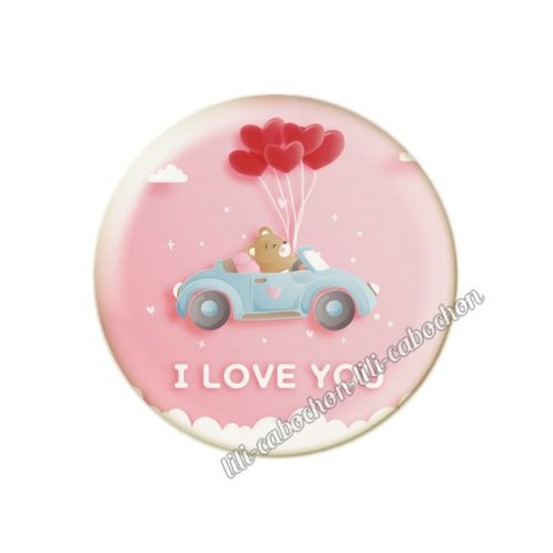 Cabochon résine a coller 25 mm amour couple saint valentin coeur  je t'aime 30
