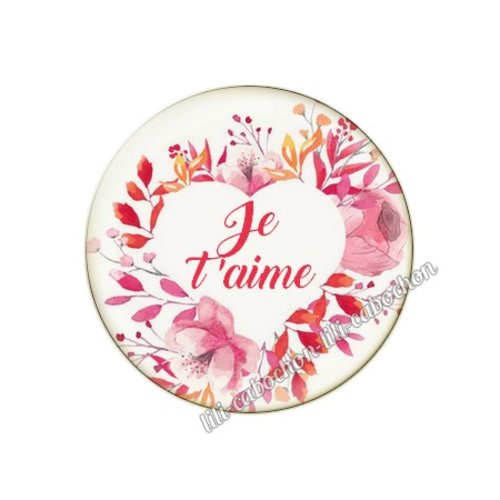 Cabochon résine a coller 25 mm amour couple saint valentin coeur  je t'aime 32