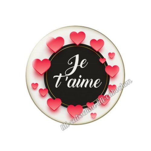 Cabochon résine a coller 25 mm amour couple saint valentin coeur  je t'aime 33