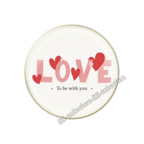 Cabochon résine a coller 25 mm amour couple saint valentin coeur  je t'aime 52