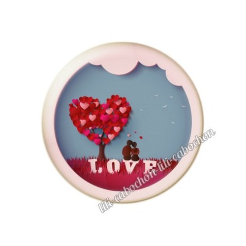 Cabochon résine a coller 25 mm amour couple saint valentin coeur  je t'aime 56