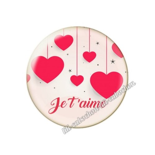 Cabochon résine a coller 25 mm amour couple saint valentin coeur  je t'aime 58