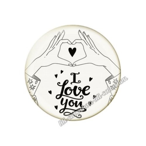 Cabochon résine a coller 25 mm amour couple saint valentin coeur  je t'aime 82