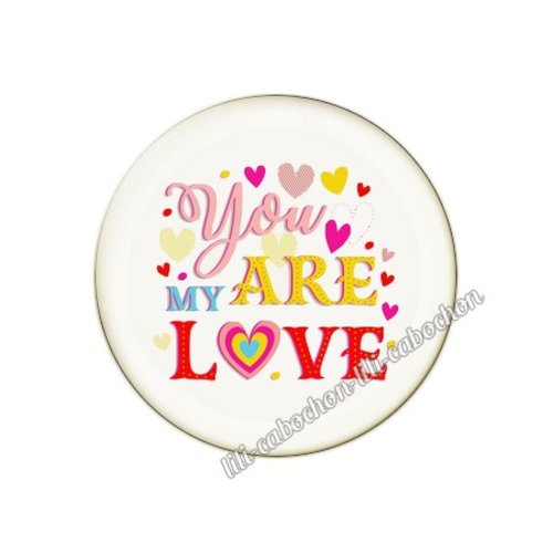 Cabochon résine a coller 25 mm amour couple saint valentin coeur  je t'aime 85