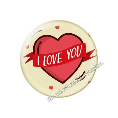 Cabochon résine a coller 25 mm amour couple saint valentin coeur  je t'aime 86