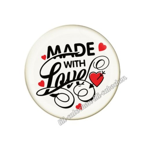 Cabochon résine a coller 25 mm amour couple saint valentin coeur  je t'aime 88