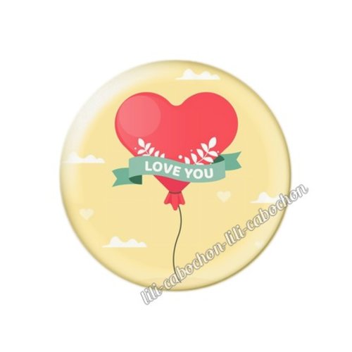 Cabochon résine a coller 25 mm amour couple saint valentin coeur  je t'aime 93