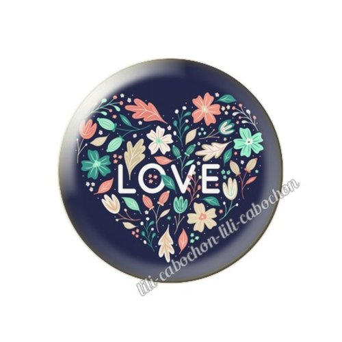 Cabochon résine a coller 25 mm amour couple saint valentin coeur  je t'aime 101