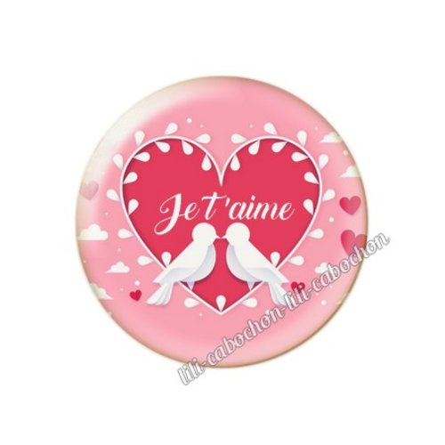 Cabochon résine a coller 25 mm amour couple saint valentin coeur  je t'aime 103