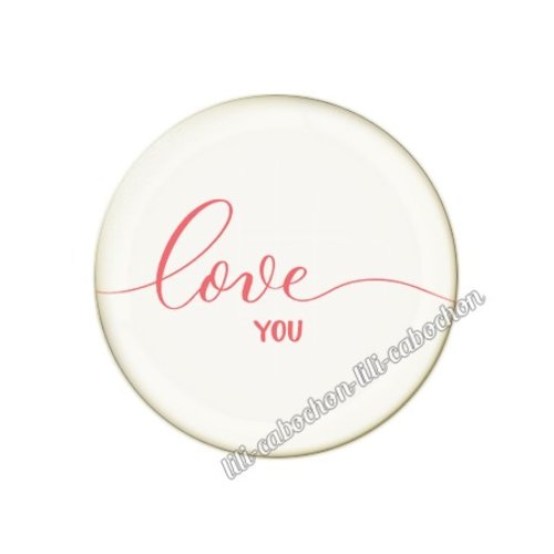 Cabochon résine a coller 25 mm amour couple saint valentin coeur  je t'aime 105