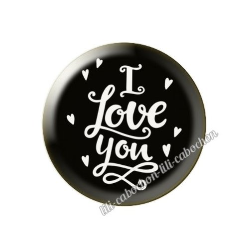 Cabochon résine a coller 25 mm amour couple saint valentin coeur  je t'aime 112