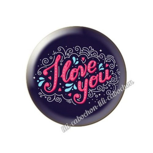 Cabochon résine a coller 25 mm amour couple saint valentin coeur  je t'aime 147