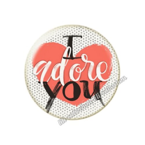 Cabochon résine a coller 25 mm amour couple saint valentin coeur  je t'aime 149