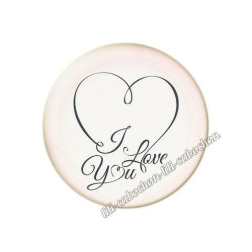 Cabochon résine a coller 25 mm amour couple saint valentin coeur  je t'aime 151