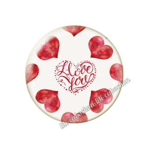 Cabochon résine a coller 25 mm amour couple saint valentin coeur  je t'aime 178