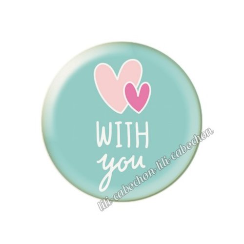 Cabochon résine a coller 25 mm amour couple saint valentin coeur  je t'aime 193