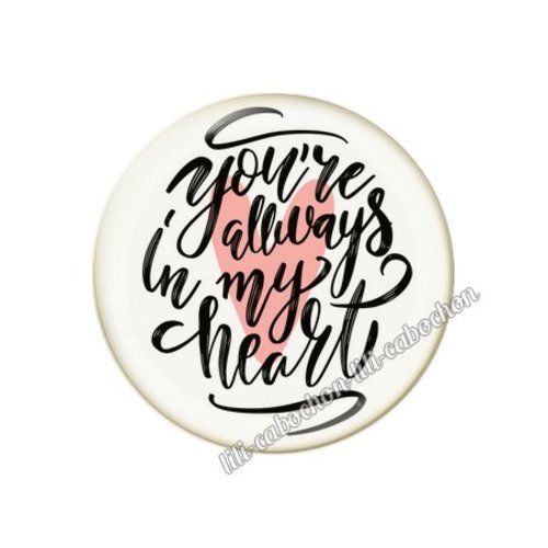 Cabochon résine a coller 25 mm amour couple saint valentin coeur  je t'aime 199