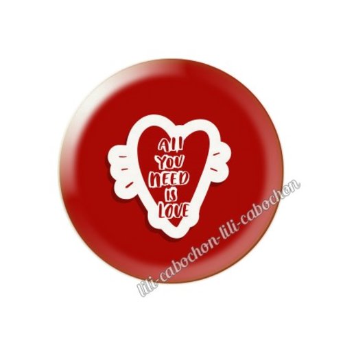 Cabochon résine a coller 25 mm amour couple saint valentin coeur  je t'aime 204