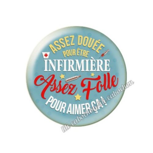Cabochon résine a coller 25 mm infirmière inf2