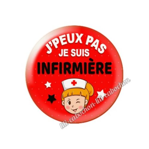Cabochon résine a coller 25 mm infirmière inf6