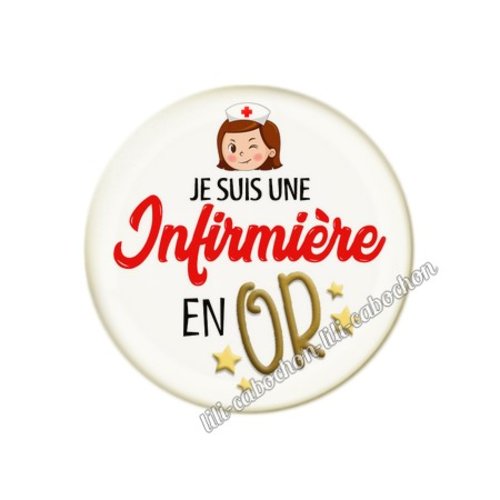Cabochon résine a coller 25 mm infirmière inf7