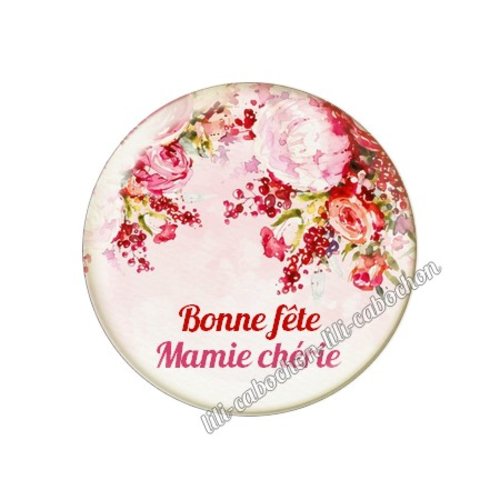 Cabochon résine a coller 25 mm mamie mi64