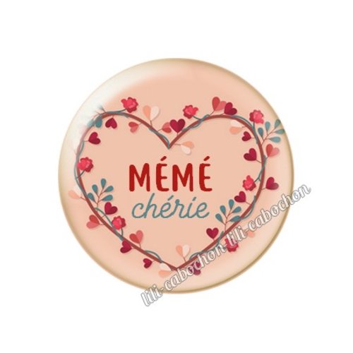 Cabochon résine a coller 25 mm mémé mi126
