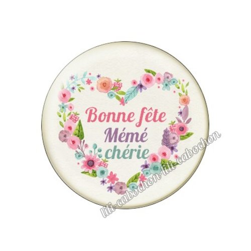 Cabochon résine a coller 25 mm mémé mi96
